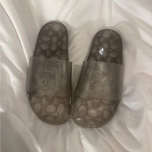 Coach Shimmering Gray Slide Sandals